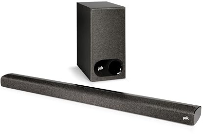 Polk Audio Signa S2D Sound Bar with Wireless Subwoofer (Online Exclusive Finish), Dolby Digital & DTS Virtual Surround, VoiceAdjust Technology, Bluetooth Music Streaming, Aux, HDMI & Optical Inputs