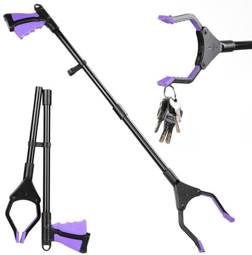 DMPTTT Pinza pieghevole girevole per anziani, 81,5 cm, pieghevole, girevole a 360°, lunga con punte magnetiche per anziani