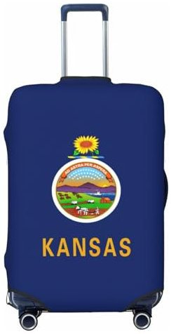 OAZCVBNN Kansas State Flag Print Unico Valigie Coperture Viaggio Bagagli con Elastico Anti Graffio Design, Nero , XL