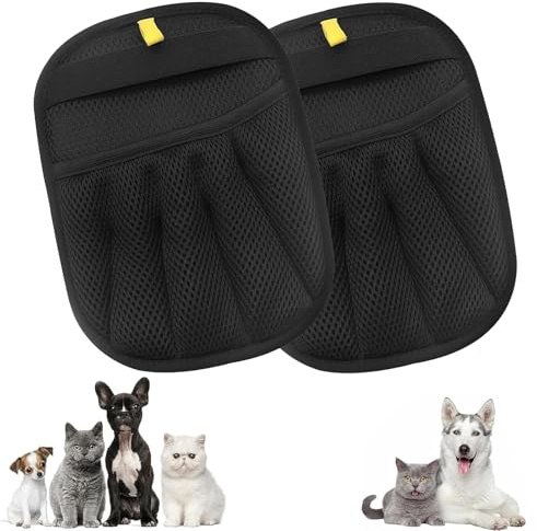 Set med 2 återanvändbara dubbelsidig djurhårshandske - katt- och hundhårshandske, katt- och hundskötselhandske, djurhår, handske för att ta bort katthår på möbler och kläder