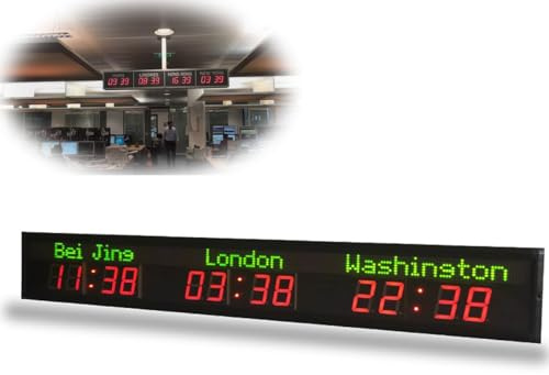 Orologi da parete con fusi orari, orologi con 3 fusi orari, orologio mondiale con più fusi orari, connessione WiFi e città modificabili, orologio con più fusi orari per hotel, aeroporti e luoghi di
