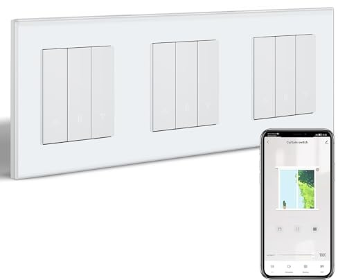 BSEEDLIFE Smart WIFI - Interruptor de persiana triple con wifi, color blanco, interruptor inteligente de persiana empotrable, compatible con Alexa/Google Home, interruptor inteligente para persianas