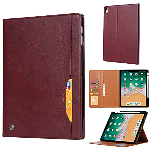 Resa med surfplatta Tablet Väska till iPad Pro 11 tumsfall 2018 Folding Stand Cover med Auto Wake/Sleep Tablet Case Cover Surfplatta skydd(Red wine)