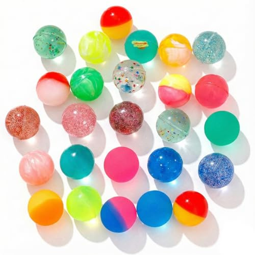 WangVipfei 30 Stück Flummies für Kinder 32 mm weiche Flummi-Bälle, Ideal als Kindergeburtstagsgeschenk, Gastgeschenk, Gummibälle Geburtstagsgeschenk flummis, Vielfältig Bouncy Balls，Zufällige Farbe