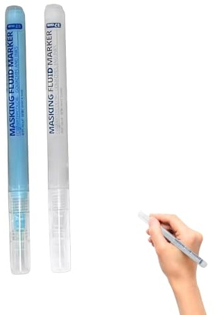 2PCS Masking Fluid for Watercolour Painting,Masking Fluid Pen, Blue&White Paint Pen,Precision Covering Liq/uid Mas/king Fluid P/en,Art Drawing P/ens Watercolor Medium Art Supplies for Artists