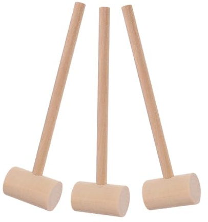 jojofuny 3Pcs Mini Wooden Mallets Crab Lobster Mallets Small Seafood Shell Crackers Kitchen Hammers for and Cooking Use