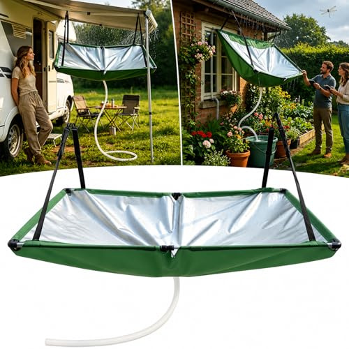 Rain Collector for Garden | Regenfänger 100x50cm – Regensammler mit Schlauch und Filtersystem | Hängende Regenwassersammler für Rasen, Hinterhof, Garten, Balkon und Camping