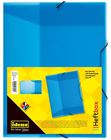 Idena 225167 - Heftbox für DIN A4 mit Gummizug, aus PP, Füllhöhe 3,5 cm, transluzent blau, 1 Stück