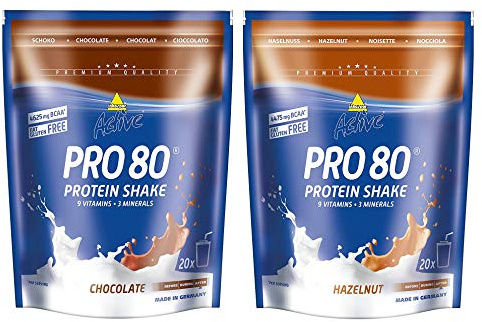 Inko Active Pro 80, frullato proteico, 2 bustine (2 x 500 g = 1 kg), nocciola e cioccolato
