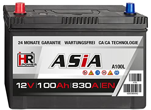 HR Autobatterie 12V 100Ah 830A/EN ASIA Pluspol Links