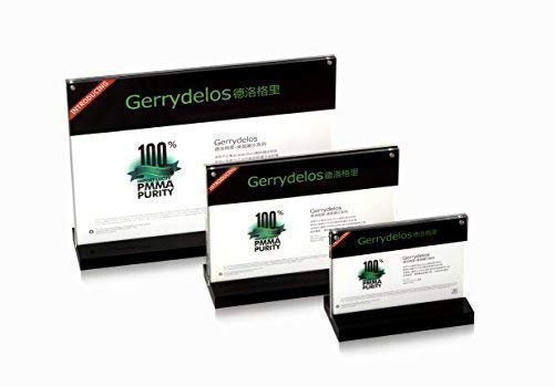 Tisch-Aufsteller aus Acryl (PMMA) inkl. Acrylsockel in schwarz Display Tischaufsteller T-Form Tischnamensschild Werbeschild Preisschild (148x105 mm (A6))