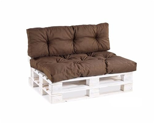 Gutekissen® Cojines para Palets - Sofá Palets Jardín - Asiento Y Respaldo - Exterior E Interior - Muebles De Palets Tamaños - PPI (Respaldo 120x60, gesteppt Marrón)