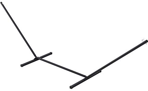Outsunny Supporto per Amaca 330-360 cm per Interno ed Esterno con Bordi in Gomma, Sostegno per Amaca in Metallo, 360x92x112 cm, Nero