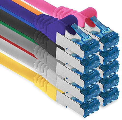 1aTTack.de Patchkabel – 10X 1,5m Ethernet, Netzwerk, Lan Kabel CAT6a (für Gigabit Netzwerke, Router, Switch, Modems mit RJ45 Eingang – 10 - Farben)