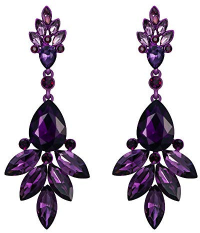 EVER FAITH Kristall Ohrringe Blumen Blatt Cluster Ohrhänger für Damen Lila