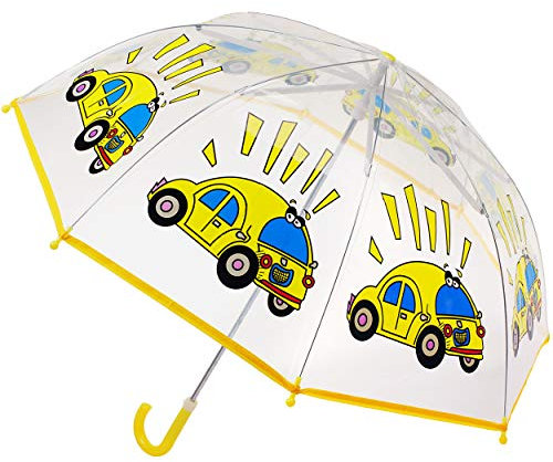 alles-meine.de GmbH Kinderschirm/Regenschirm - Auto & Fahrzeuge - Ø 77 cm - durchsichtig & durchscheinend - transparent - Kinder - Stockschirm - groß mit Griff - Einklemmschutz..