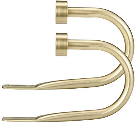 Mayrhyme Premium Curtain Holdback, Quality Metal Decorative Curtain Holdbacks with Zinc Alloy Cap Finials,Rust-Proof, Set of 2 Window Curtain Holdbacks,Brass