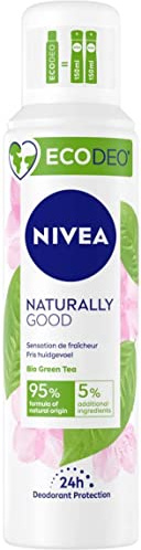 NIVEA Desodorante NATURALLY GOOD EcoAir con spray de té verde (1 x 125 ml), desodorante para mujer con eficacia 24H, desodorante comprimido natural con 95 % de ingredientes naturales