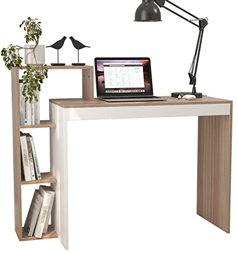 sogesfurniture Bureau d'ordinateur avec Étagères de Rangement, Informatique Postes de Travail Table d’étude pour Maison Bureau, 110x40x91cm