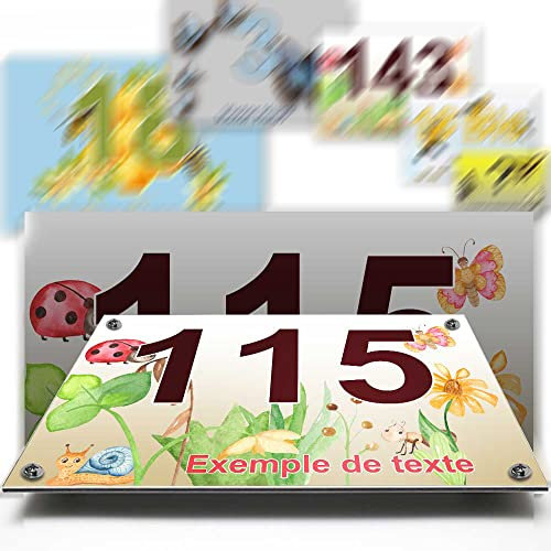 Plaque aluminium/polyethylene numéro rue décorative - pour maison, porte, et boite aux lettres - 2 lignes personnalisables