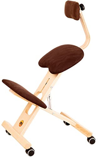 Mercurius Ergo-Soft OP Ergonomischer Stuhl Orthopädischer Kniestuhl Computerstuhl Kniehocker Stoff - Made in EU, CE, TUV (Brown)
