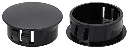 VictorsHome Hole Plugs Plastic 30mm (1-3/16) Fit for 29.5-30mm Diameter Locking Hole Tube, Flush Type Panel Insert End Caps Fastener Cover for Kitchen Cabinet Furniture Black 50 Pcs