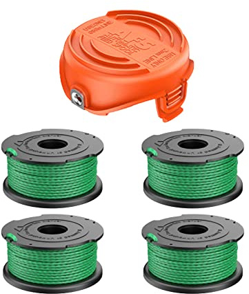 CDIYTOOL A6486 Trimmer Replacement Spools with 90583594 Cover, 0.08/2mm 20ft Spool lines Compatible with the Black and Decker A6486 GL9035, GL8033, GL7033 (4 Spools + 1 Cover)