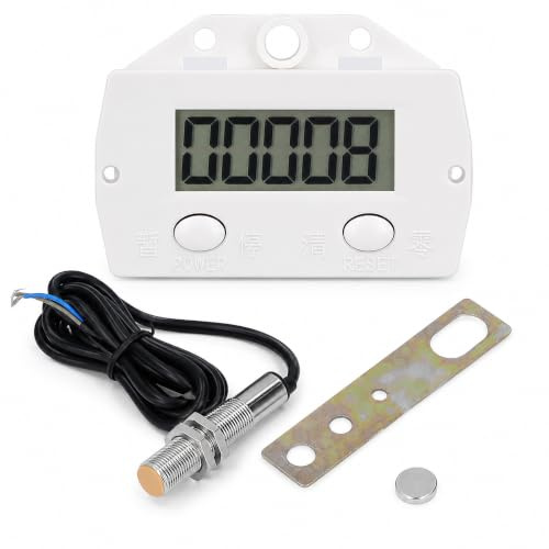 Digitaler Zähler für Strickmaschine, 5-Stellig 0-99999 Lcd Elektronischer Zähler Magnetischer Induktions-Näherungsschalter Digitaler Klicker, Mit Metallsensor, Für Produktionslinien