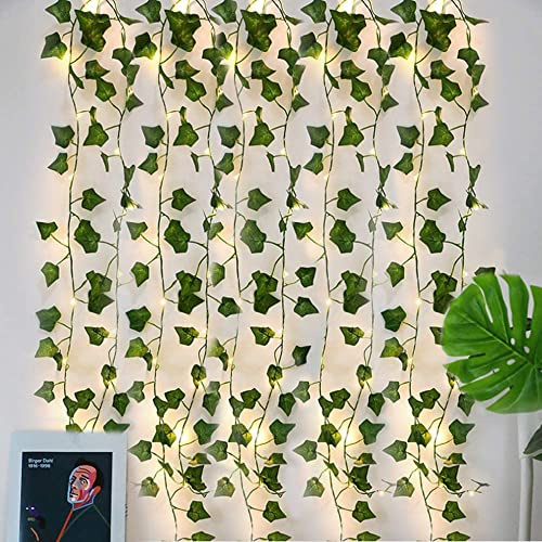 Efeu-Lichterkette – 2 m 20 Efeu-Girlande, LED-Lichterkette, Girlande, künstliche grüne Blätter, Party, Hochzeit, Garten, Dekoration, Zimmer, Innen (5)