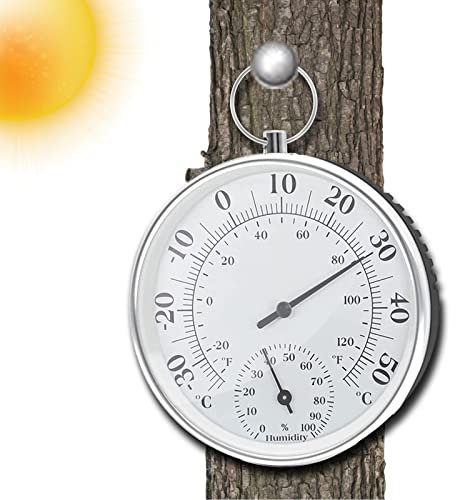 Abonda Thermomètre Extérieur - Intérieur Extérieur 9,8 cm | Mural Hygromètre | Précision ±2°C | -30°C à 50°C | 0% à 100% HR | Analogique | Noir
