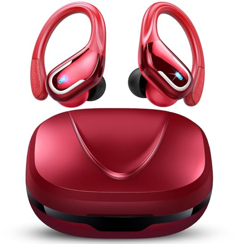 Wireless Earbud, 75Hrs Bluetooth 5.4 Headphones IP7 Waterproof for Sport, Running Wireless Earphones with ENC Noise Canceling Mics, Deep Bass Over Ear bud with Earhooks for Android, iOS, Workout, Gym