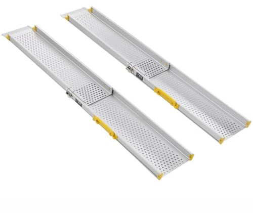 JJoias 2-Teilige Teleskop-Rollstuhlrampe, Tragbare, Verstellbare Rollstuhlrampe, Rutschfeste Plattform-Behindertenrampe, Kompakte Größe, Geeignet Für Treppenstufen Zu Hause,150cm