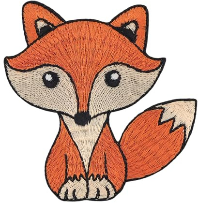 Fuchs Orange Aufnäher zum aufbügeln oder aufnähen Bügelbild Bügelpatch Kinder Aufbügler für Kleidung Bügelflicken Tier Patch Applikation Flicken Größe 7,5 x 7,7 cm