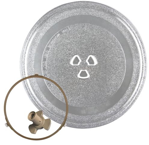 WORDFUN Mikrowellenteller Drehscheibe, UniversalRund Mikrowelle-Drehteller-Glasplatte, Hitzebeständig, Drehteller Ersatz Teller, Glasdrehteller, Drehteller Mit Koppler, Glasteller Drehteller