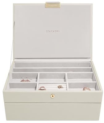 Stackers Oatmeal Medium Jewellery Box Set of 2