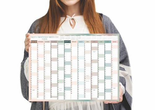 HLDI A3 Wandplaner Mitte 2024–2025, akademischer Kalender, Jahresplaner, Jahresplaner, August bis August, komplettes akademisches Jahr, Planung, Organizer, Schule, Büro, Arbeit, Poster, 29,7 x 42 cm