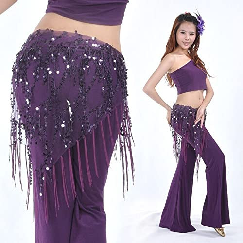 YMYGCC Hüfttuch Bauchtanz Bauchtanzkostüme Pailletten Quaste Bauchtanz Hüftschal für Frauen Bauchtanzgürtel 889 (Color : Purple, Size : One Size Taille Unique)