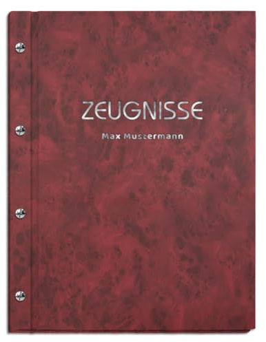 Personalisierte Zeugnismappe mit eigenem Namen in roter Marmoroptik | für Zeugnisse in DIN A4 - inkl. 12 Sichthüllen - handgefertigt und personalisierbar mit eigenem Namen