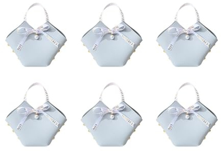 ISAKEN 6 Stück Kleine Geschenktasche PU-Leder, Dauerhaft Mini Kleine Geschenktüten mit Henkel Hochzeit Geschenk Box, Handgehaltene Tasche für Süßwaren Geburtstagsfeier Jubiläumsdekoration