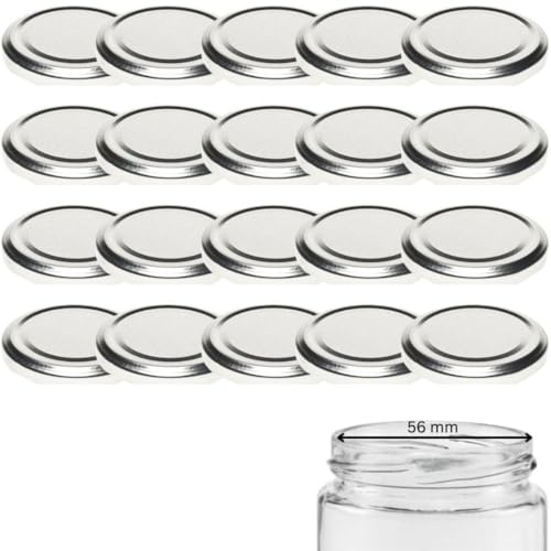 mikken 20 Deckel TO 66/6,9 cm für Gläser Twist-Off Ersatzdeckel Schraubdeckel für Marmeladengläser, Sturzgläser und Einmachgläser Silber