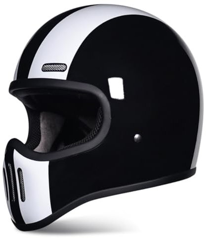 Motorradhelm Motorrad Integralhelm Modularer Helm DOT/ECE Zertifiziert Fiberglas Retro Schutzhelm Vollvisierhelm Mit Lüftungsschlitze Erwachsene Motocross Helm 6,M:57-58CM