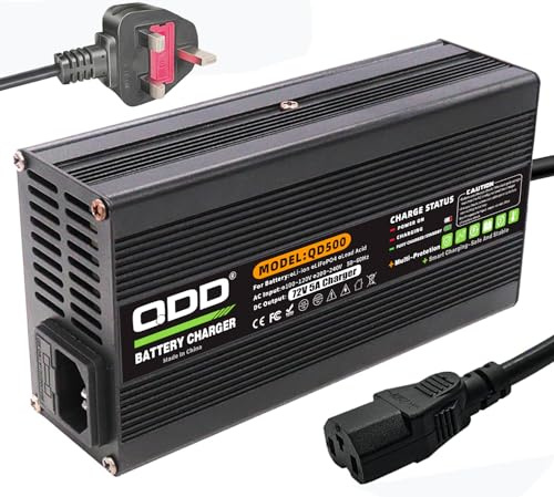 QDD 72 V 5 A Ladegerät 72 V 82,8 V Blei-Säure-Batterie-Ladegerät schwarzes Aluminiumgehäuse für 72 V Blei-Säure-Batterie mit Lüfter