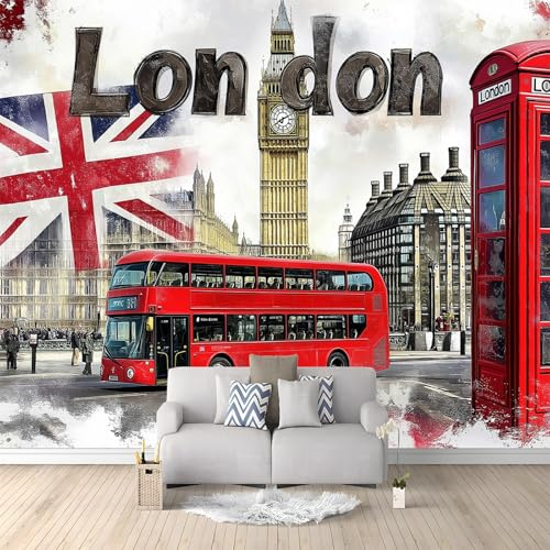 London Cityscape Photo Wallpaper Multicolour Wall Murals for Bedrooms Non-Woven Fabric Wallpaper Living Room Bedroom Office Corridor Decoration Murals Modern Wall Decoration 400x280 cm