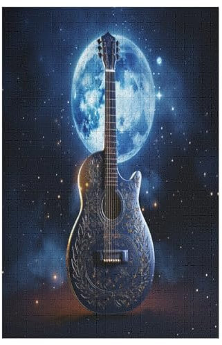 Puzzles Für Erwachsene Und Kinder, Gitarre -Puzzle, 1000 Teile, Kreative Holzpuzzles, Puzzles Für Erwachsene, Geschenke 78×53cm