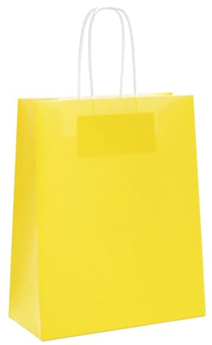 vidaXL Papiertragetaschen 250 Stk., Papiertüten mit Henkeln, Kraftpapiertüten, Geschenktüten für Einkaufen Hochzeiten Verpackungen Partys Geburtstag Weihnachten, Gelb 18x8x22cm