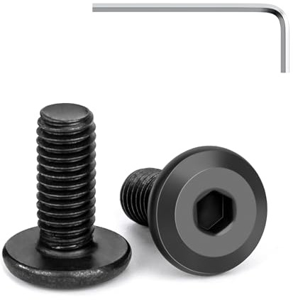 Tunejoy 20 Piezas Tornillos de Cabeza Plana M5 x 12 mm Negro Tornillo de Cabeza Hexagonal de Acero Inoxidable A2 V2A Perno de Muebles con llave Allen Rosca Completa
