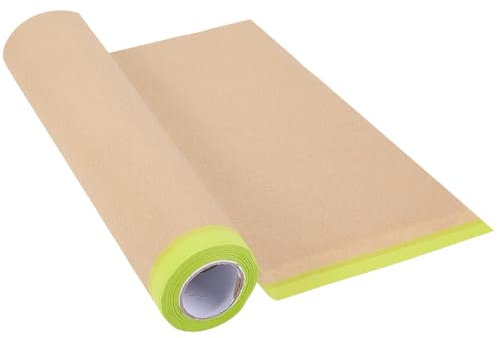 CRASPIRE Cinta de Pintor de 12 Pulgada X 50 pies Rollo de Papel de Enmascarar Impermeable para Pintura Automotriz Preencintada Película Protectora Adhesiva Papel para Ventanas Automóviles Rodapiés