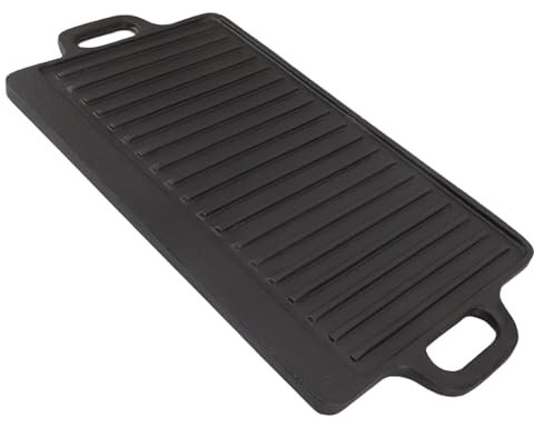Grill Plate, Double-Sided Iron, Fast, Even Heating, Reversible Grill Plate for Outdoor Camping, Gas Stove, Induction Cooker (Small)