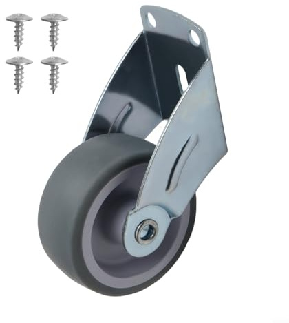 2 inch Metal Door Gate Wheel, Steel Rubber Wheels With Brakes For Wooden Gate, Adjustable Door Bottom Support Wheel For Heavy Duty Outdoor Farm Gate Rollers(1pcs Gray)
