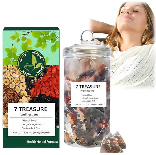 7 Treasure Wellness Tea,Natural Formula Gins/Eng Seven Treasure Tea Bags,Nourishing Liv/Er Tea,Gins/Eng 7 Treas-ure Kid/Ney Te-a,Chinese Li/Ver Care Teas for Adults,Organic Kid/Ney Cleanse De/Tox Te-a